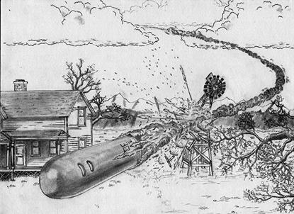 crash d'ovni aurora texas 1897, illustré par Neil Riebe